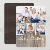 Country Rustic Wood Joyeux Carte photo de Noël (Devant / Derrière)