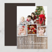 Country Rustic Wood Joyeux Carte photo de Noël (Devant / Derrière)
