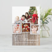 Country Rustic Wood Joyeux Carte photo de Noël (Debout devant)