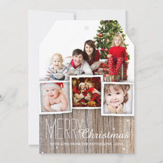 Country Rustic Wood Joyeux Carte photo de Noël