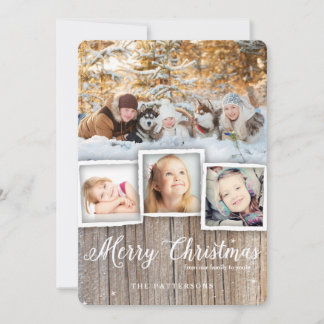 Country Rustic Wood Joyeux Carte photo de Noël