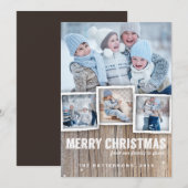 Country Rustic Wood Joyeux Carte photo de Noël (Devant / Derrière)