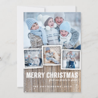 Country Rustic Wood Joyeux Carte photo de Noël
