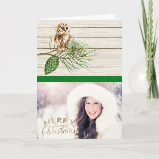 Country Rustic Wood Photo Carte de Noël (Devant)