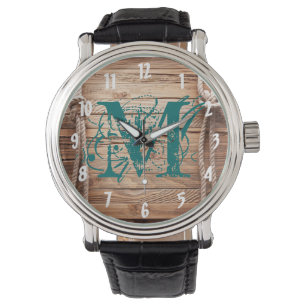 Country Rustic Wood Rope Nautische Knoop Horloge