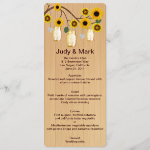 Country Rustic Yellow Mason Jars Mariage Carte Men