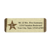 Country Rustiek Antiek Star Monogram Etiket (Voorkant)