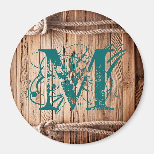 country rustiek houten touw monogram Initiaal magn Magneet (Voorkant)