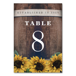 Country Rustieke Barrel Zonnebloem Bruiloft Kaart