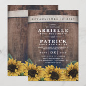 Country Rustieke Barrel Zonnebloem Bruiloft Kaart (Voorkant / Achterkant)