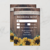 Country Rustieke Barrel Zonnebloem Bruiloft RSVP K (Voorkant / Achterkant)