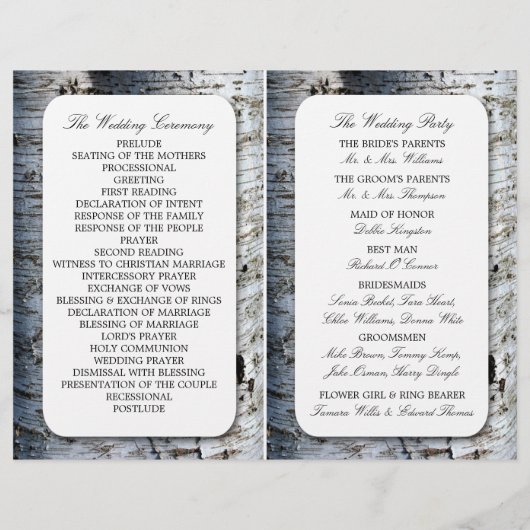 Country Rustieke Berkenboom Trouwprogramma (Achterkant)