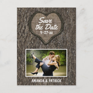 country rustieke gesneden eiken boom bewaar de dat aankondigingskaart
