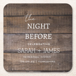 Country Rustieke Houten Repetitie Diner Bruiloft Vierkante Kartonnen Onderzetter