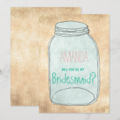 Country rustieke metselaar pot Wil je mijn bruidsm Kaart (Voorkant / Achterkant)