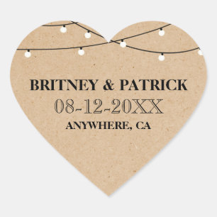 country rustieke string lichten bruiloft gunsten hart sticker