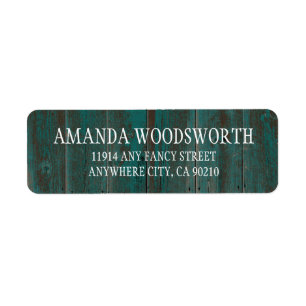 Country Rustieke Turquoise Schuur Hout Bruiloft La Etiket