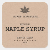 Country Rustique Kraft Et Étiquette De Sirop D'Éra (Devant)