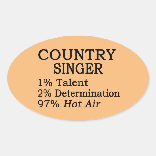 Country Singer Hot Air Oval Sticker (Voorkant)