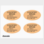 Country Singer Hot Air Oval Sticker (Vel)