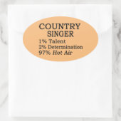Country Singer Hot Air Oval Sticker (Tas)