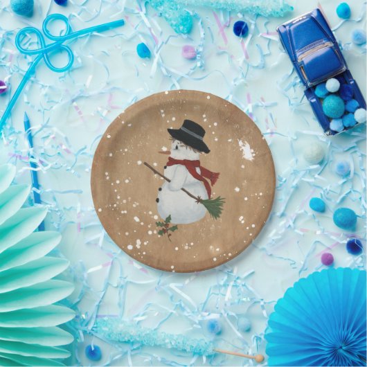 Country Snowman Papier Borden Papieren Bordje (Feest)