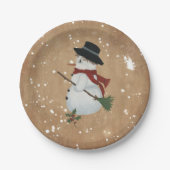 Country Snowman Papier Borden Papieren Bordje (Voorkant)