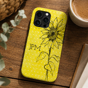 Country Style Gele Stip Hand Getekende Zonnebloem iPhone 13 Pro Hoesje