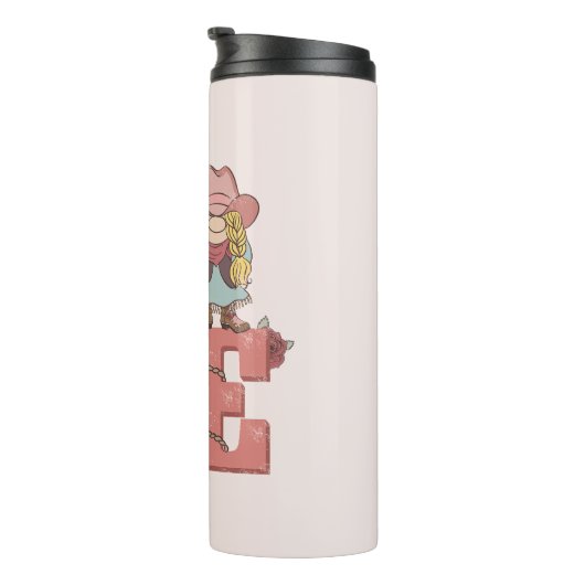 Country-Style "Love" met een Blonde Cowgirl Thermosbeker (Geroteerd rechts)