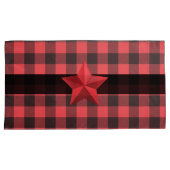 Country Style Red & Black Buffalo Plaid Red Star Kussensloop (Voorkant-Rechts)