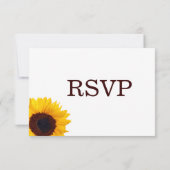 Country Sunflower Blanc Mariage RSVP Cartes (Dos)