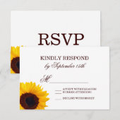 Country Sunflower Blanc Mariage RSVP Cartes (Devant / Derrière)