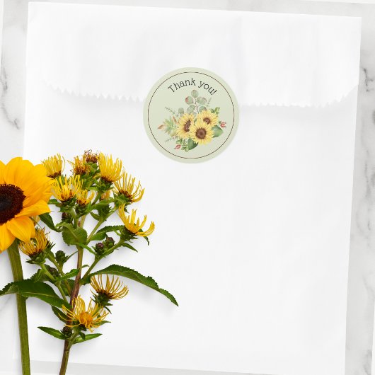 Country Sunflower Dank u Ronde Sticker