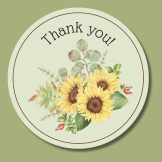 Country Sunflower Dank u Ronde Sticker