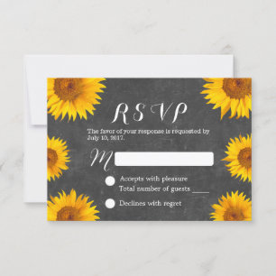Country Sunflower Floral Chalkboard Mariage RSVP