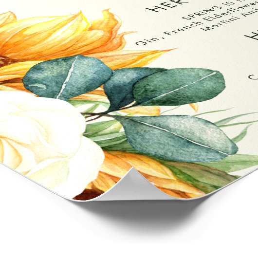 Country Sunflower | Lichtgele signaturedrankjes Poster (Hoek)