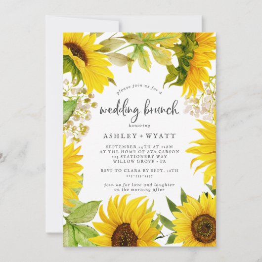 Country Sunflower Mariage Brunch Invitation (Devant)