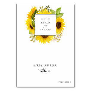 Country Sunflower Mariage Menu Option Cartes de pl