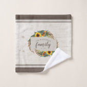 Country Sunflower Nom de famille Russe Wood (Gant de toilette)