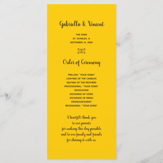 Country Sunflower Programme de mariage occidental (Dos)