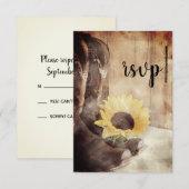 Country Sunflower Western Mariage Aquarelle RSVP (Devant / Derrière)