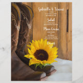 Country Sunflower Western Mariage Menu (Devant)