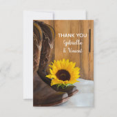 Country Sunflower Western Mariage Merci Notes (Devant)