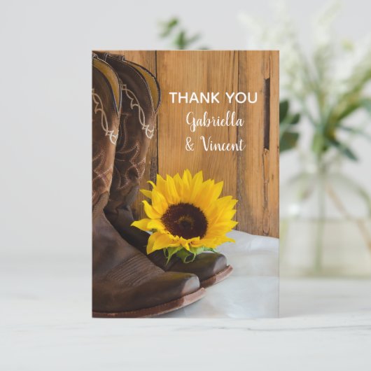 Country Sunflower Western Mariage Merci Notes (Debout devant)
