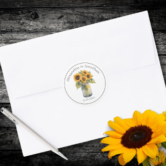 Country Sunflowers Huwelijk Ronde Sticker