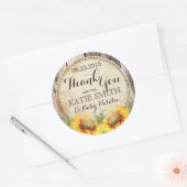 Country Sunflowers Rustic Wood Thank You Label (Envelop)