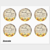 Country Sunflowers Rustic Wood Thank You Label (Vel)