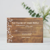 Country Swirl Rustic Wood Wedding Cartes RSVP (Debout devant)