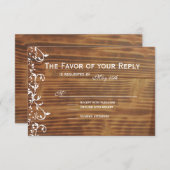 Country Swirl Rustic Wood Wedding Cartes RSVP (Devant / Derrière)