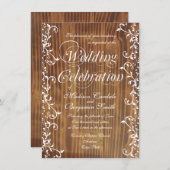 Country Swirl Rustic Wood Wedding Invitations (Devant / Derrière)
